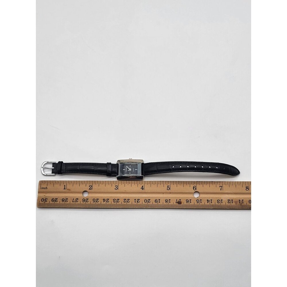 Carriage by Timex Silver Tone Rectangle Case Women's Watch Black Leather Band - Picture 10 of 10